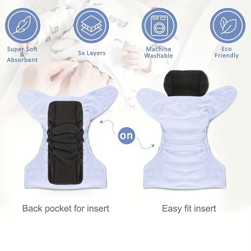 5pcs Bamboo Cotton Cloth Diaper Inserts 5 Layers