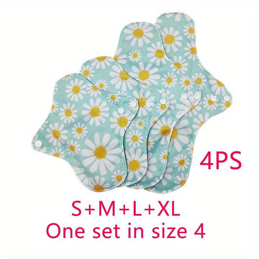 4pcs Reusable Sanitary Pads Women's Washable Bamboo Charcoal Care Pads