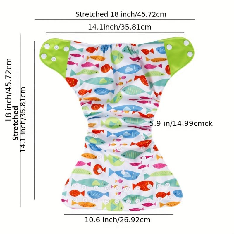 4pcs Reusable Cloth Diapers Adjustable Washable Nappy Inserts Baby Cloth Diaper