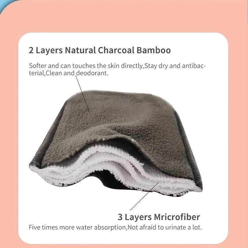 2 PCS 5 Layers Charcoal Bamboo Insert Washable Diaper Insert