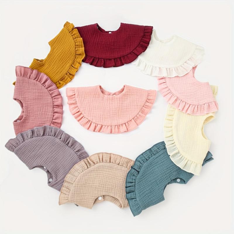 6pcs Baby Ruffle Saliva Towel Cotton Gauze Bib