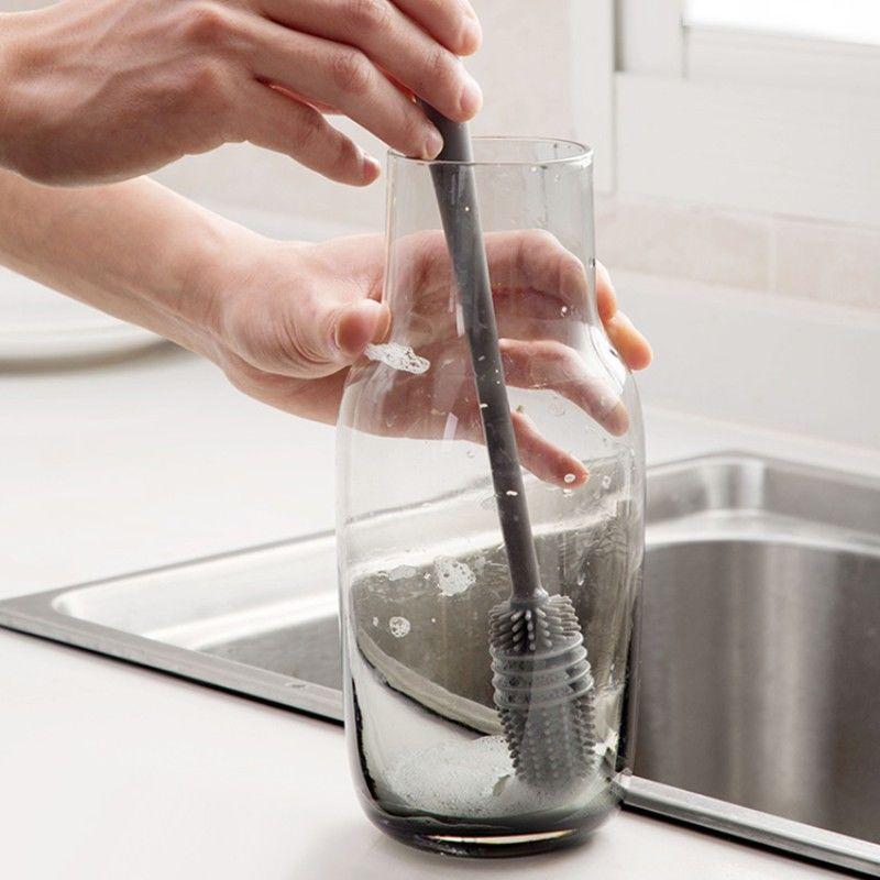 Long Handle Silicone Bottle Brush for Kitchen Cleaning
