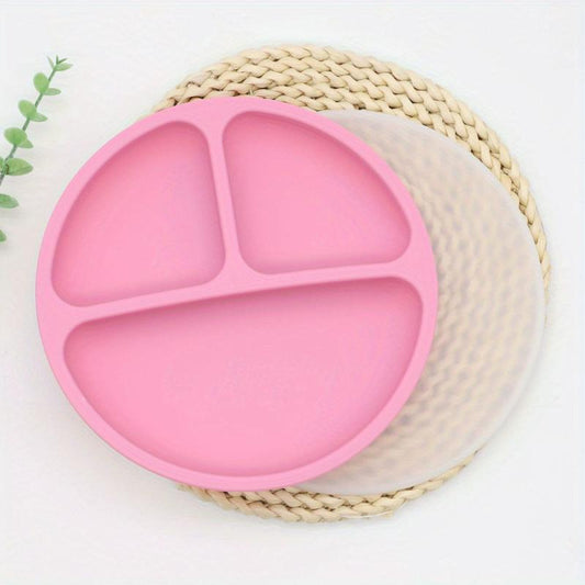 Silicone Divided Plate with Lid and Suction Cup - Microwave Safe