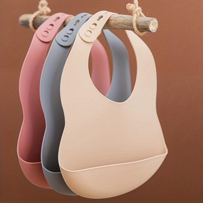 Silicone Baby Bib Adjustable Size Soft Plain Blank Pattern 1 Year Old