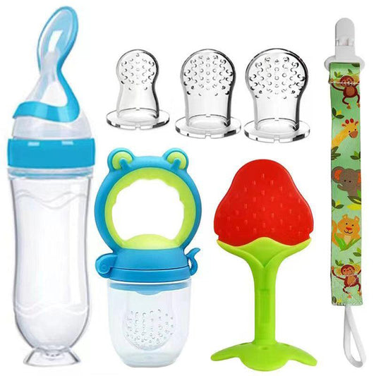 7pcs Pacifier Clip Baby Feeding Set with Spoon and Teether