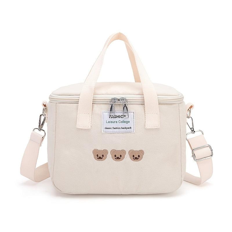 Large Capacity Insulated Lunch Bag for Students Canvas Mummy Bag