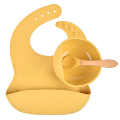 Silicone Baby Feeding Set with Bib, Suction Bowl & Spoon