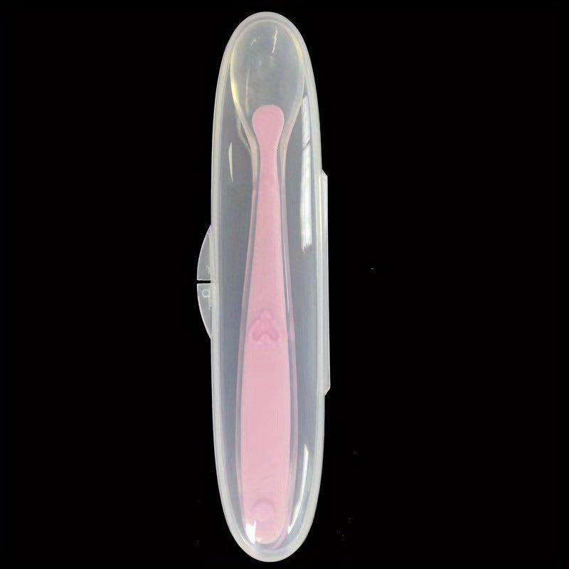 Baby Soft Tip Silicone Spoon with Box Self Feeding Utensils