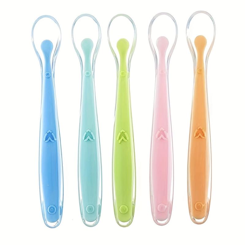 Baby Soft Tip Silicone Spoon with Box Self Feeding Utensils