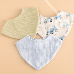 3pcs Baby Organic Cotton Soft Absorbent Detachable Bibs Baby Bandana Gauze