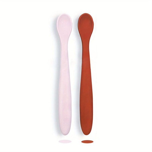 2pcs Silicone Baby Feeding Spoons Self Feeding