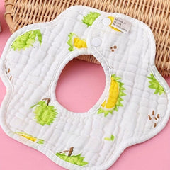 6-Layer Pure Cotton Toddler Petal Bib - Cartoon Pattern