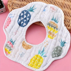 6-Layer Pure Cotton Toddler Petal Bib - Cartoon Pattern