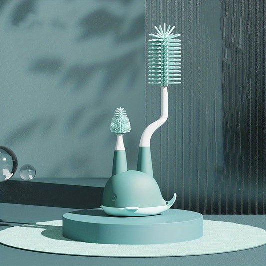 Silicone Baby Bottle Brush 360u00b0 Rotate Nipple Straw Cleaning Suit
