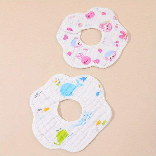 2pcs Baby Cotton Gauze Bibs Petal Shape Infant Bibs Newborn Burp Cloths