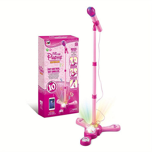 Kids Education Microphone & Stand Pink