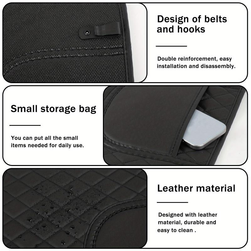 2 Pcs Car Kick Mats PU Leather Backseat Protector with Storage Bags