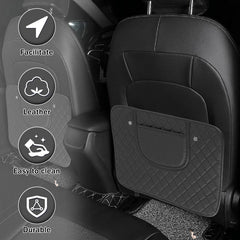 2 Pcs Car Kick Mats PU Leather Backseat Protector with Storage Bags