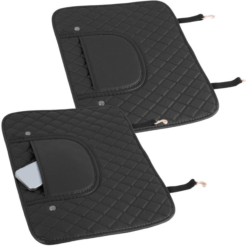 2 Pcs Car Kick Mats PU Leather Backseat Protector with Storage Bags