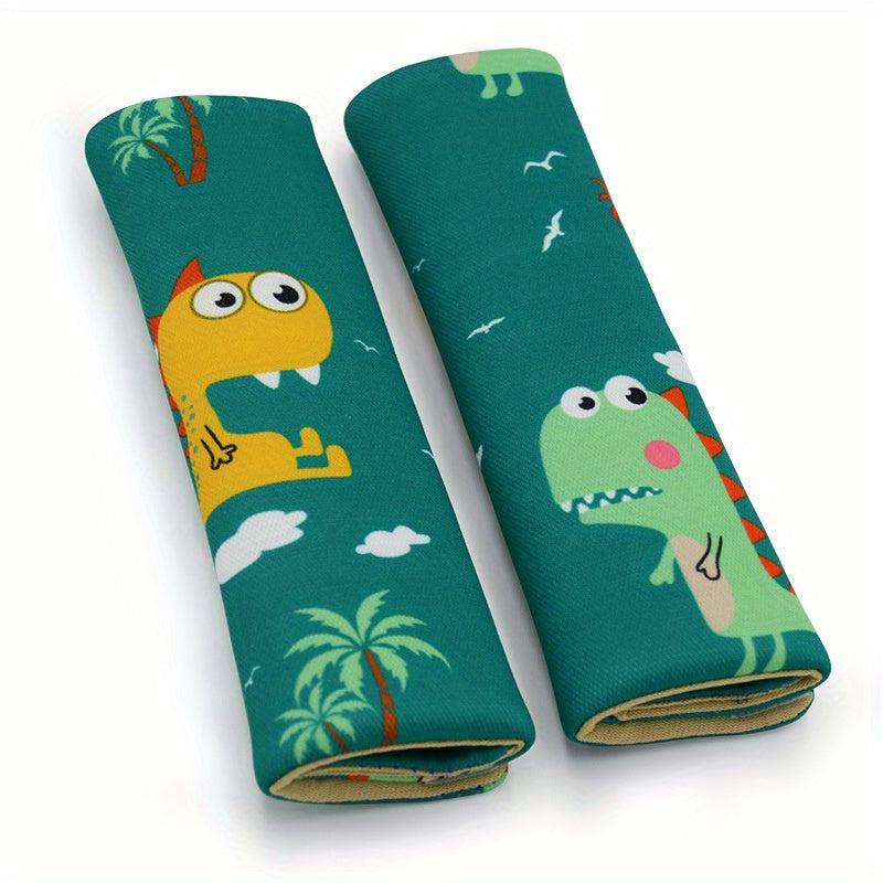 2pcs Dinosaur Car Seat Belt Cover Soft Shoulder Pad for Safety & Comfort