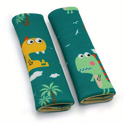 2pcs Dinosaur Car Seat Belt Cover Soft Shoulder Pad for Safety & Comfort