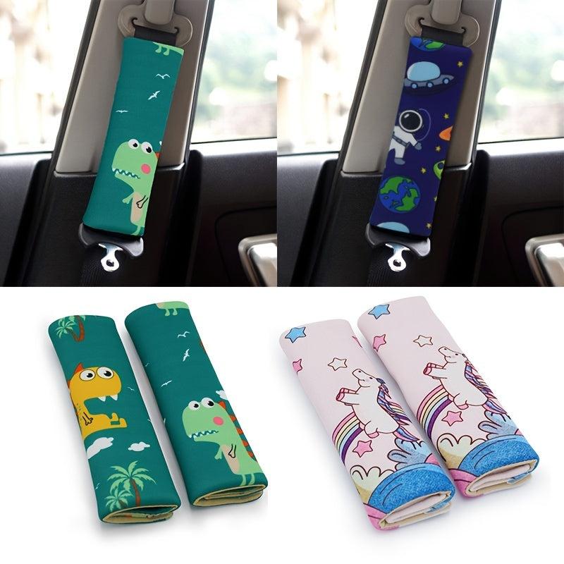 2pcs Dinosaur Car Seat Belt Cover Soft Shoulder Pad for Safety & Comfort