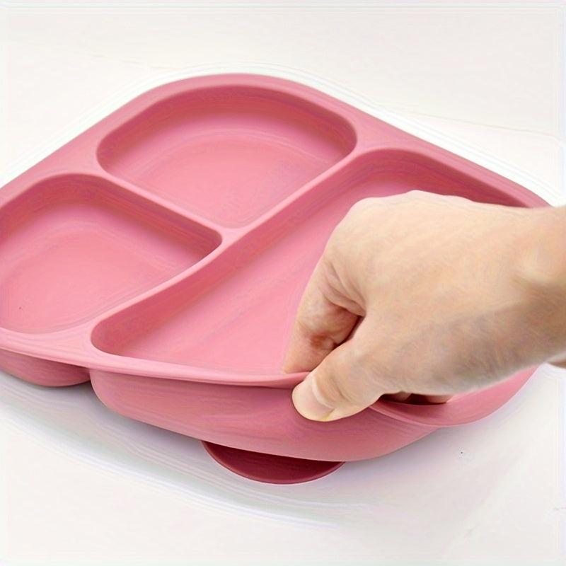 BPA Silicone Square Food Tray for Babies 4 Compartments Ages 0-3 Non-Slip Grips