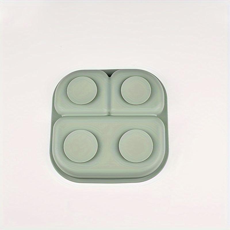 BPA Silicone Square Food Tray for Babies 4 Compartments Ages 0-3 Non-Slip Grips