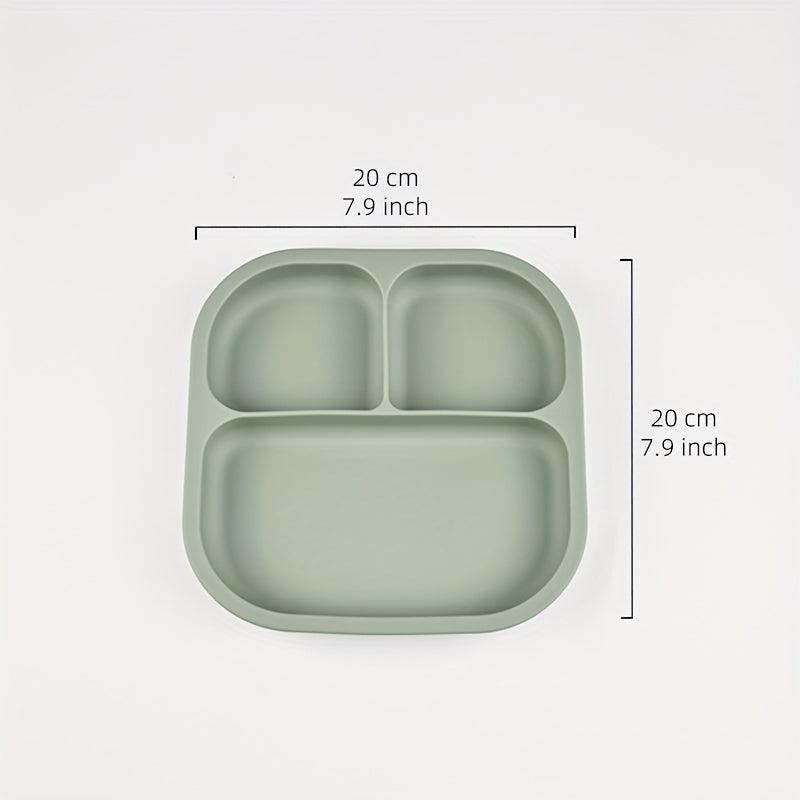 BPA Silicone Square Food Tray for Babies 4 Compartments Ages 0-3 Non-Slip Grips