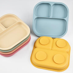 BPA Silicone Square Food Tray for Babies 4 Compartments Ages 0-3 Non-Slip Grips