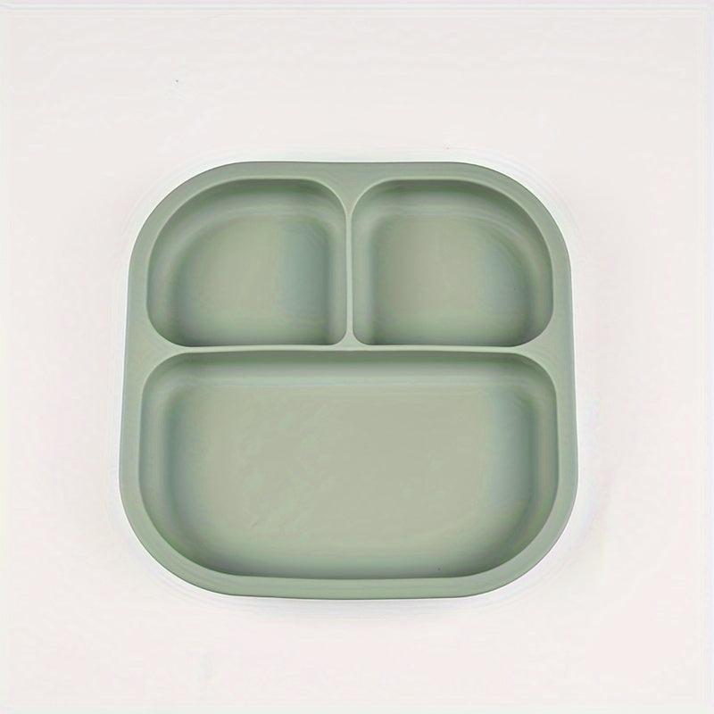 BPA Silicone Square Food Tray for Babies 4 Compartments Ages 0-3 Non-Slip Grips