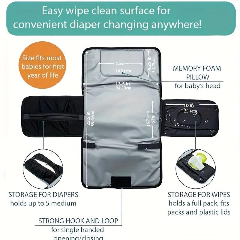 Waterproof Portable Changing Pad Mat with Wipes Holder