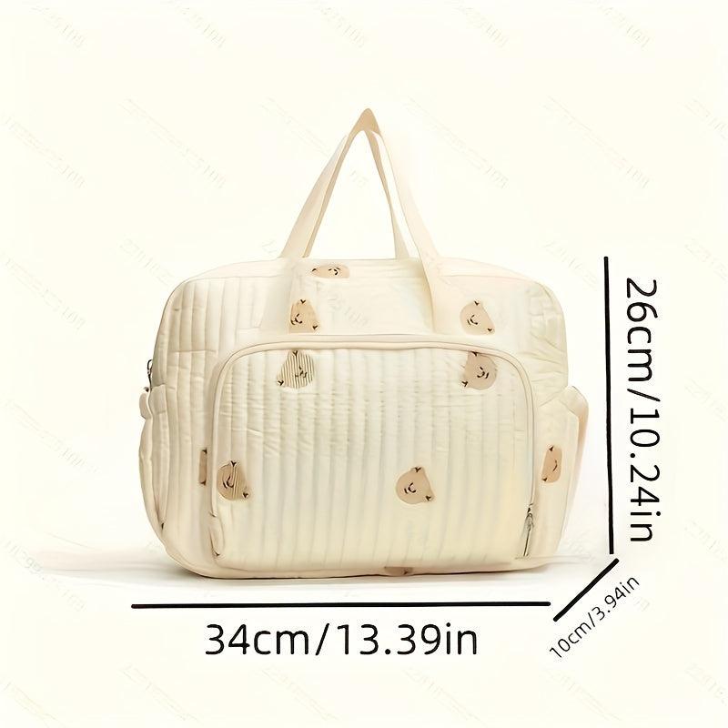 Large Capacity Mommy Bag with Embroidered Bear