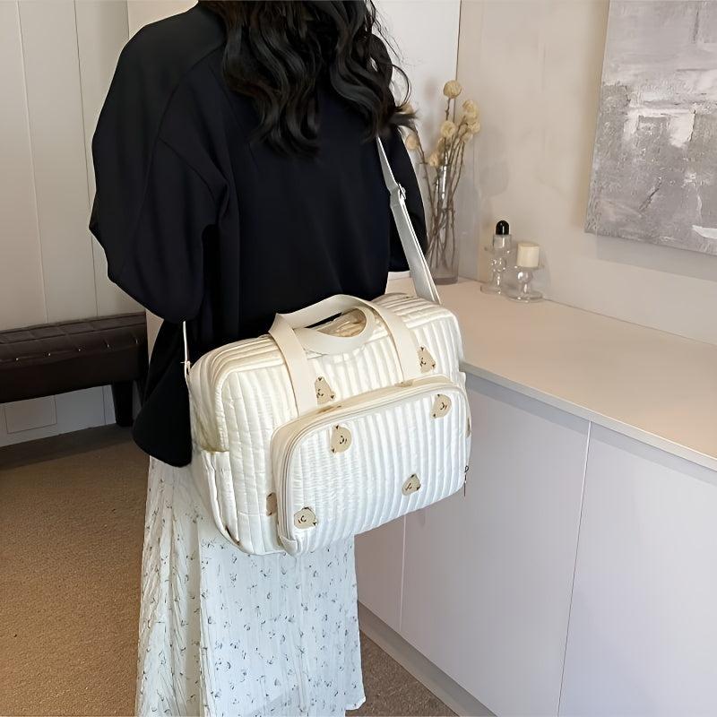 Large Capacity Mommy Bag with Embroidered Bear