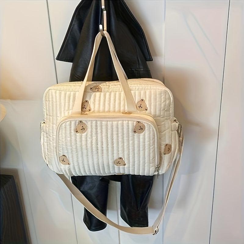 Large Capacity Mommy Bag with Embroidered Bear