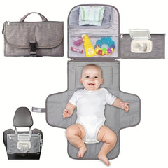 Large Capacity Diaper Changing Pad Waterproof Gray Mommy Bag