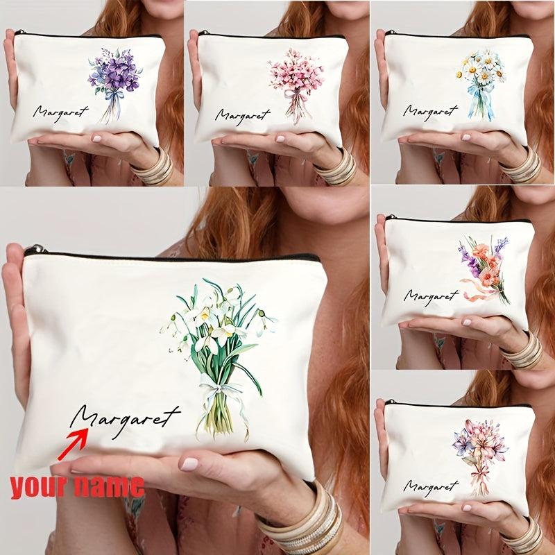 September Birth Month Flower Bouquet Makeup Bag