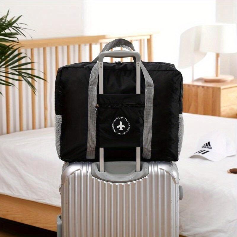 Large Pink Travel Duffel Bag with Round Label, Portable Polyester Sports Materni