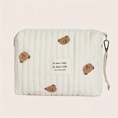Portable Bear Diaper Storage Bag Easy to Clean Zipper Embroidery Bag