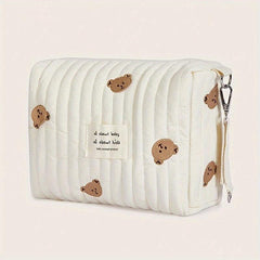 Portable Bear Diaper Storage Bag Easy to Clean Zipper Embroidery Bag