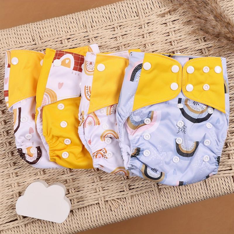 4pcs Baby Cloth Diaper Waterproof Toddler Nappy Pocket Diapers 3-15kg