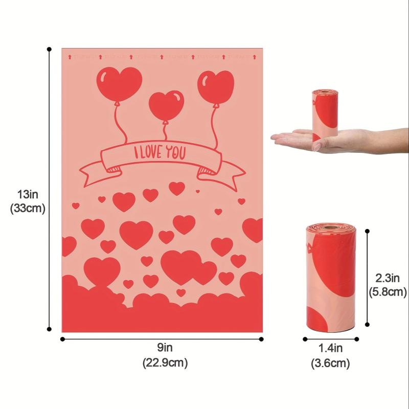 180pcs Pink Heart Leak Proof Diaper Bags Strong Easy Open Load Bearing