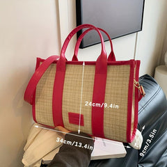 Stylish Summer Woven Tote Bag & Beige Linen Crossbody Handbag for Women