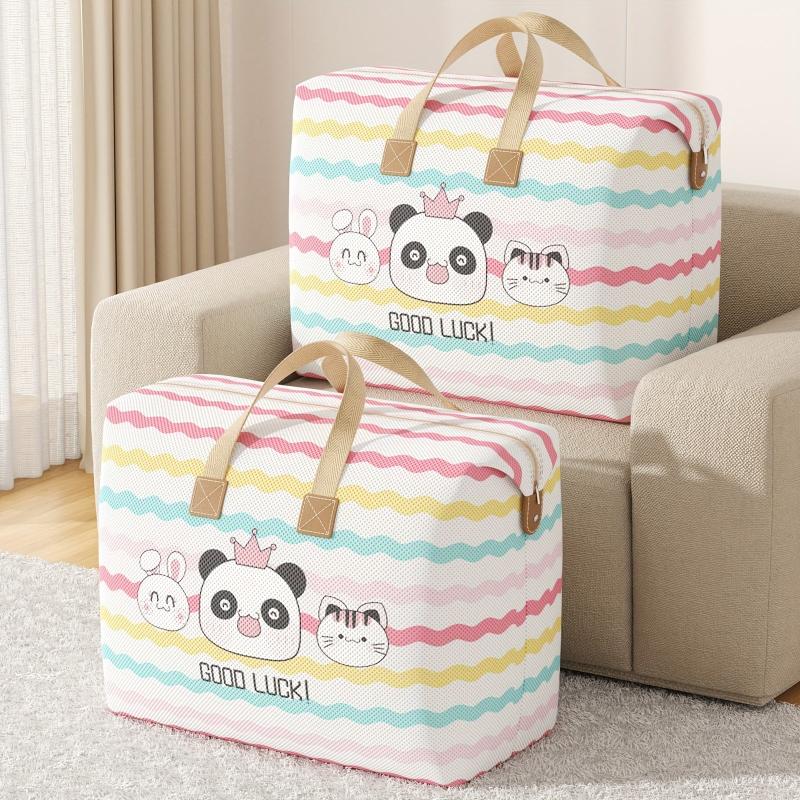 YOUFEN Foldable Storage Bag with Rabbit & Bear Large Capacity Portable Organizer