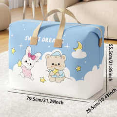 YOUFEN Foldable Storage Bag with Rabbit & Bear Large Capacity Portable Organizer