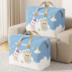 YOUFEN Foldable Storage Bag with Rabbit & Bear Large Capacity Portable Organizer