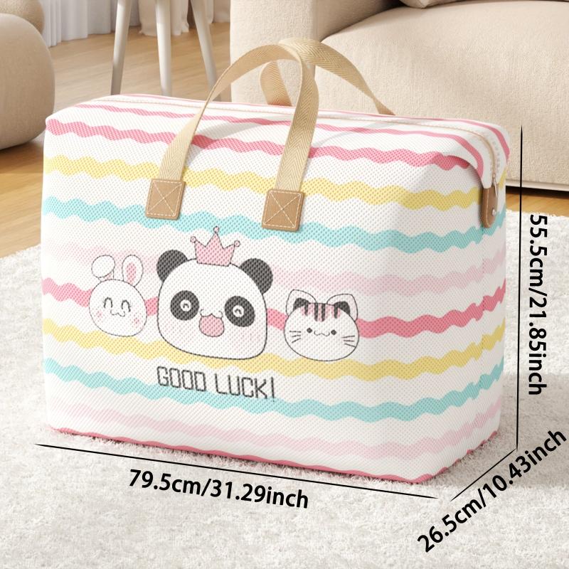YOUFEN Foldable Storage Bag with Rabbit & Bear Large Capacity Portable Organizer