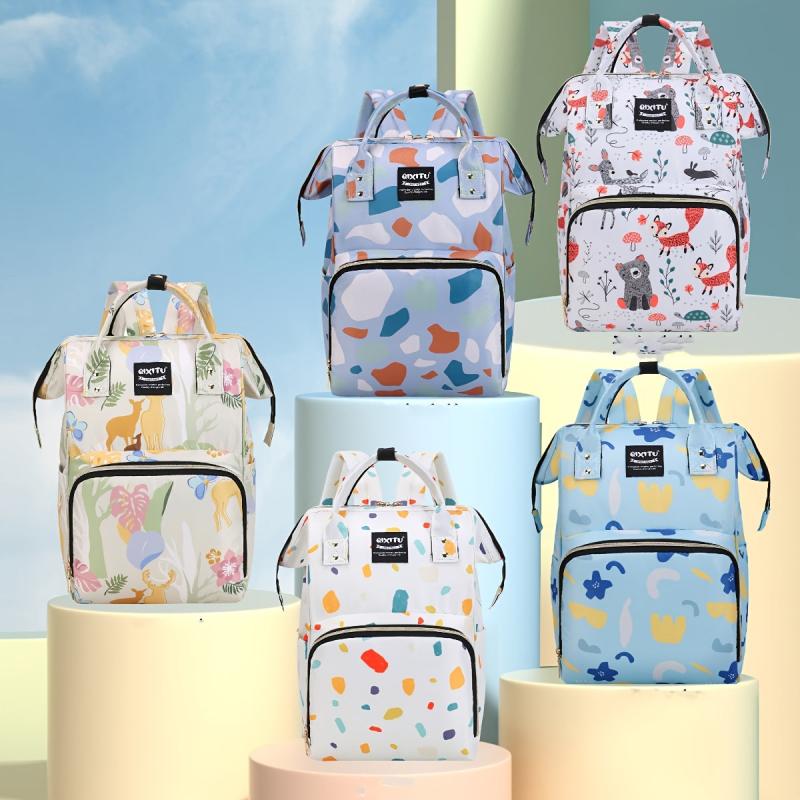 Floral Pattern Diaper Bag Backpack Large Capacity