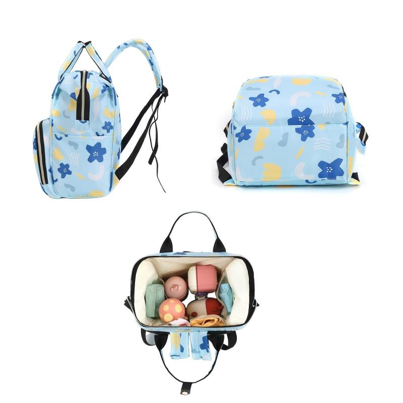 Floral Pattern Diaper Bag Backpack Large Capacity