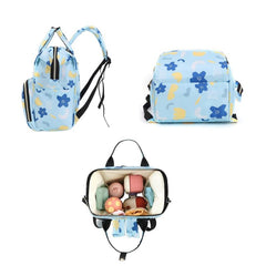 Floral Pattern Diaper Bag Backpack Large Capacity